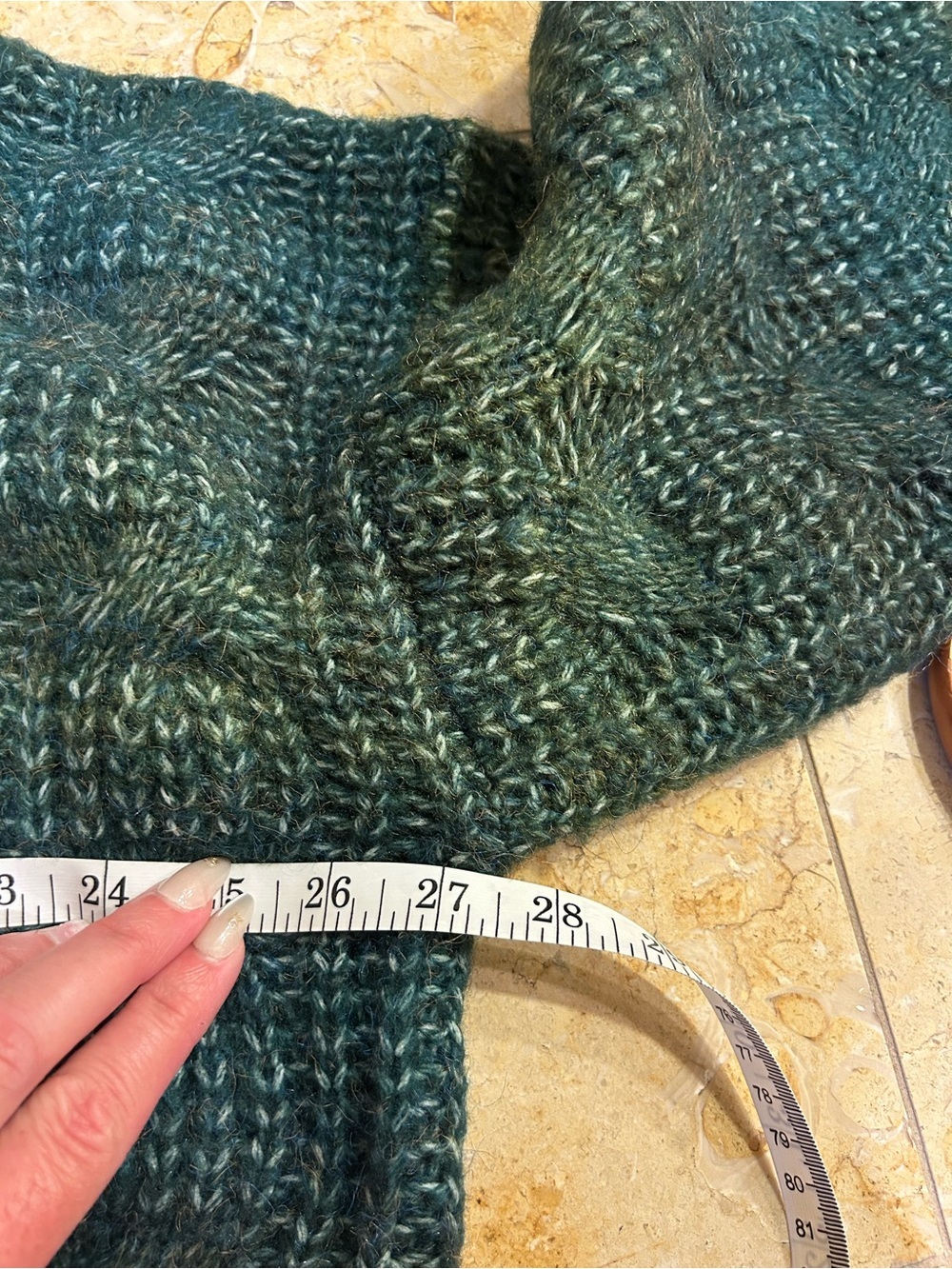 POL Oversized Cropped Green Crewneck Chunky Knit Sweater Size Small - Picture 6 of 8